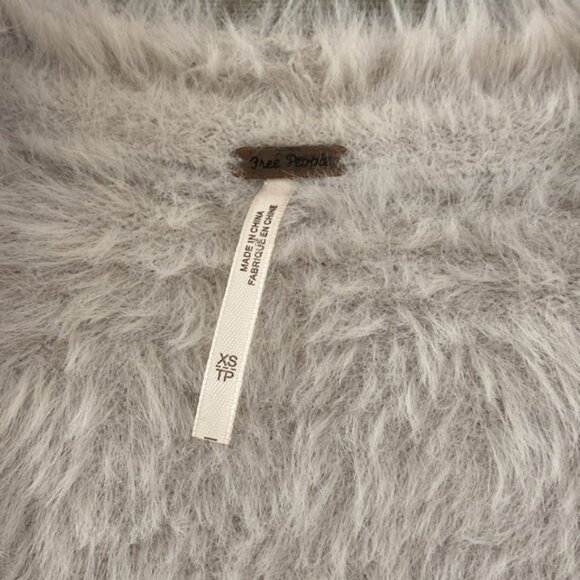 Free People Eyelash Long Cardigan Open Sweater Women's XS Light Gray White Boho - Picture 5 of 12